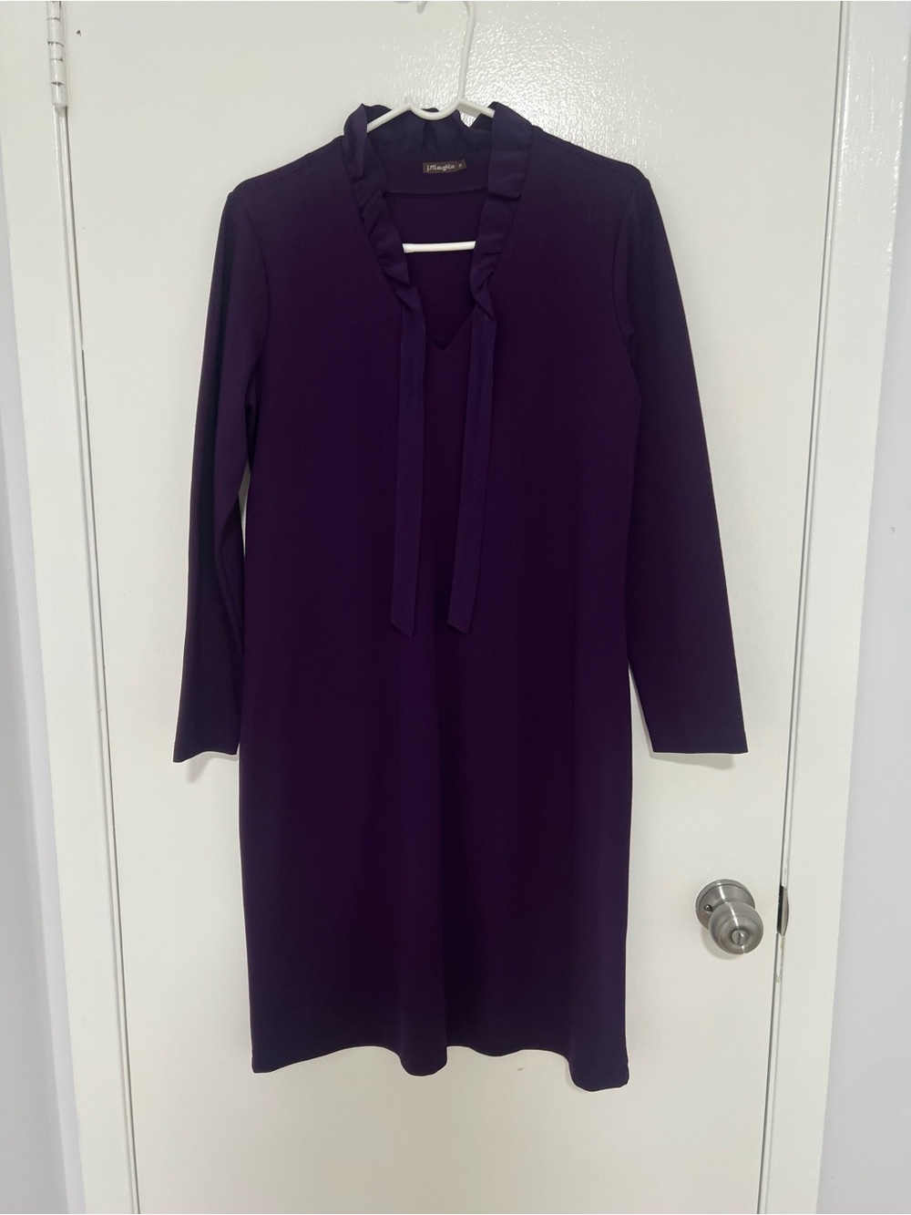 Tie-Neck Long Sleeve Dress in Deep Purple by J.Jill